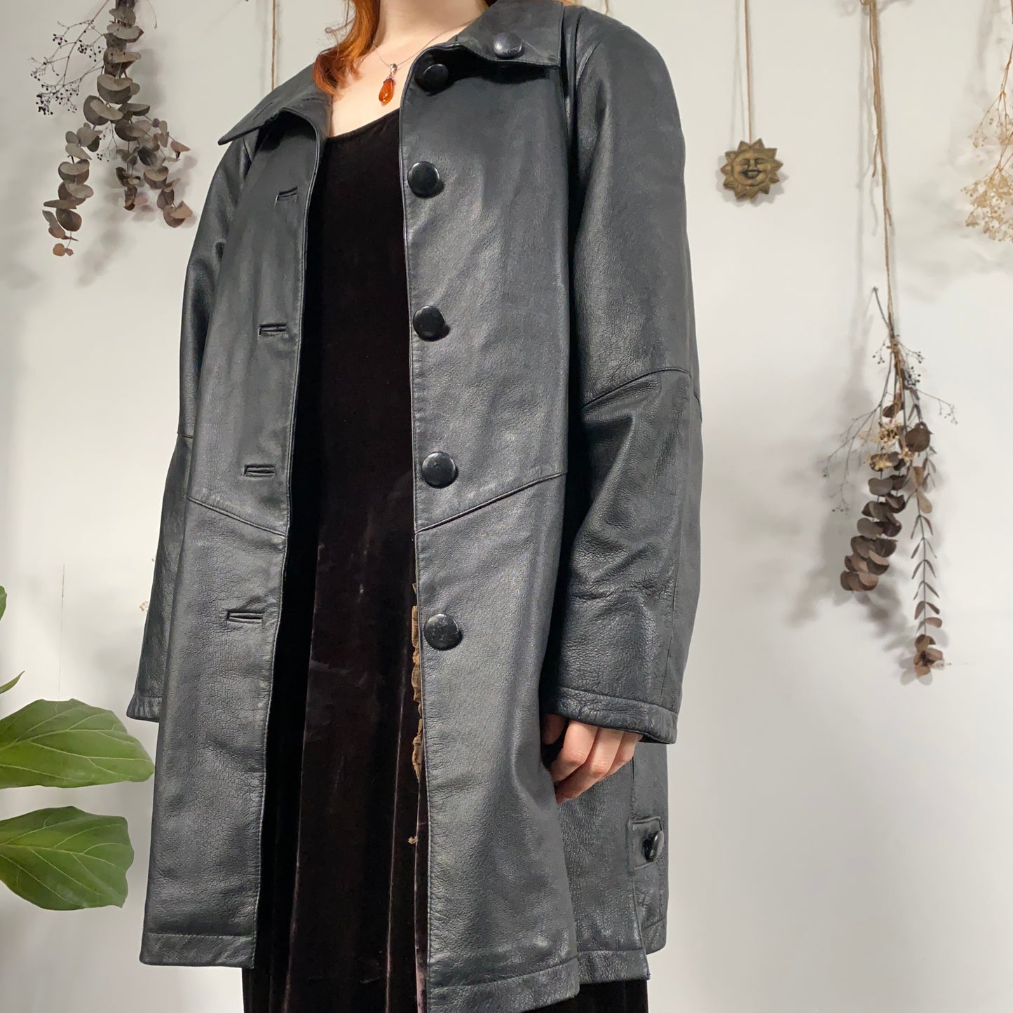 Black leather jacket - size XL