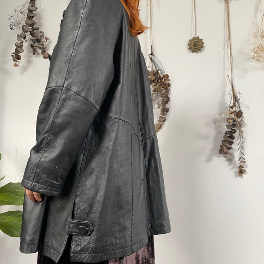 Black leather jacket - size XL