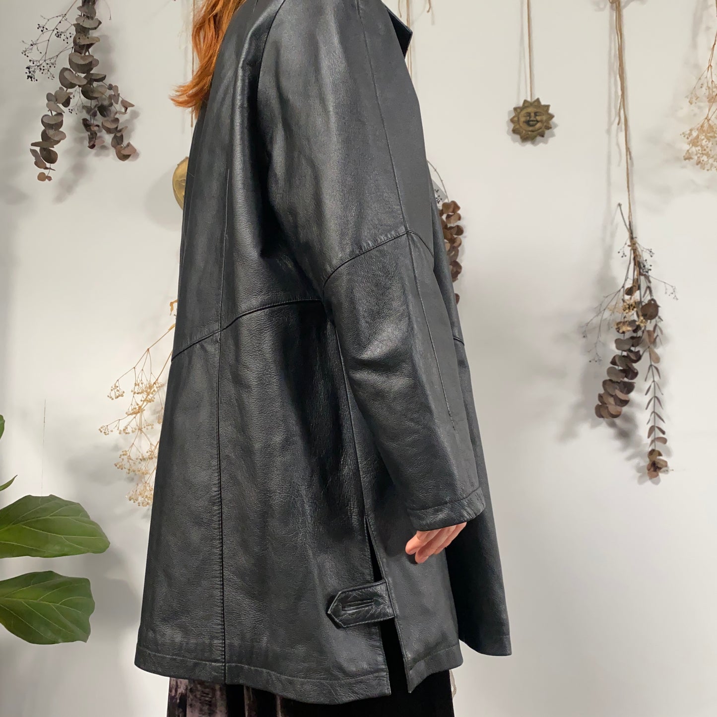 Black leather jacket - size XL