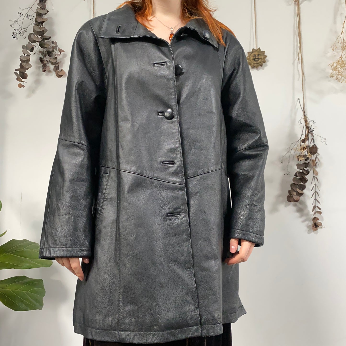Black leather jacket - size XL