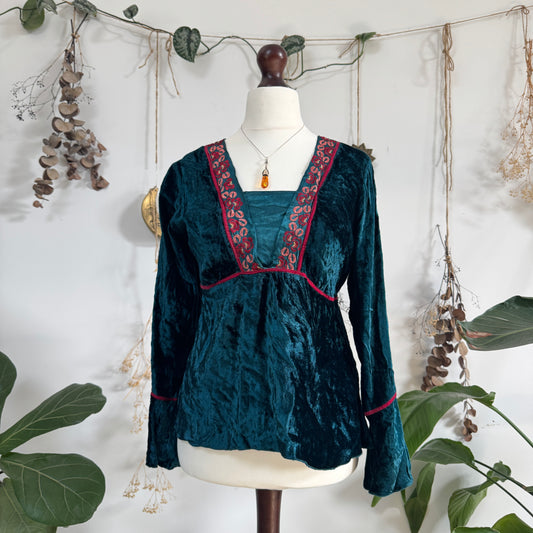 Teal velvet top - size M/L