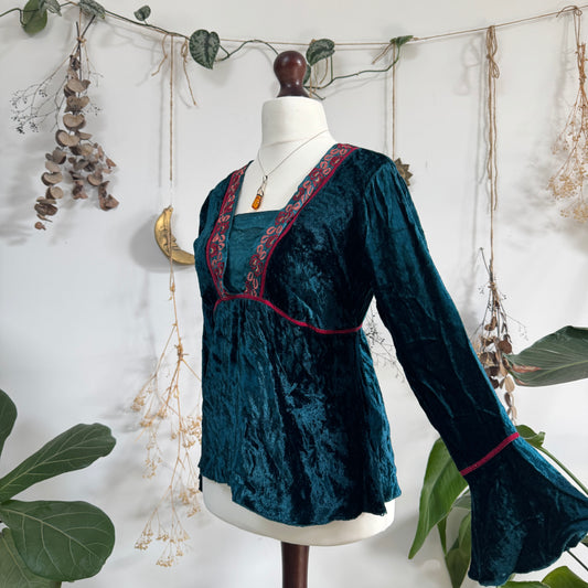 Teal velvet top - size M/L