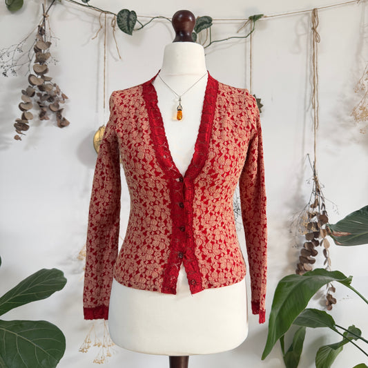 Lace button up top - size M