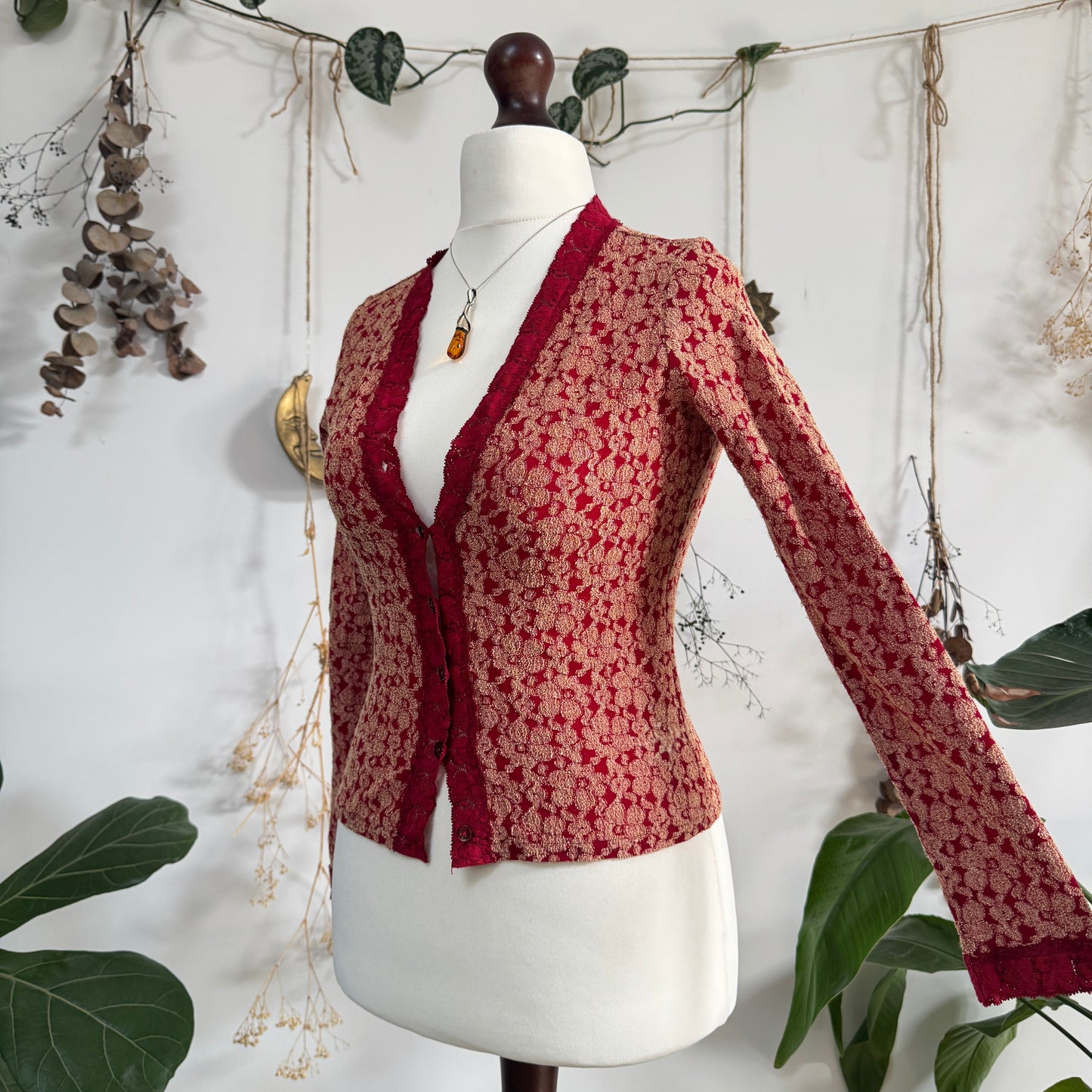Lace button up top - size M