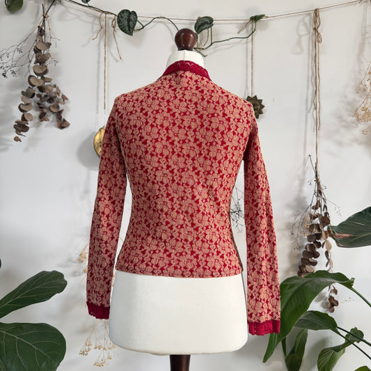 Lace button up top - size M
