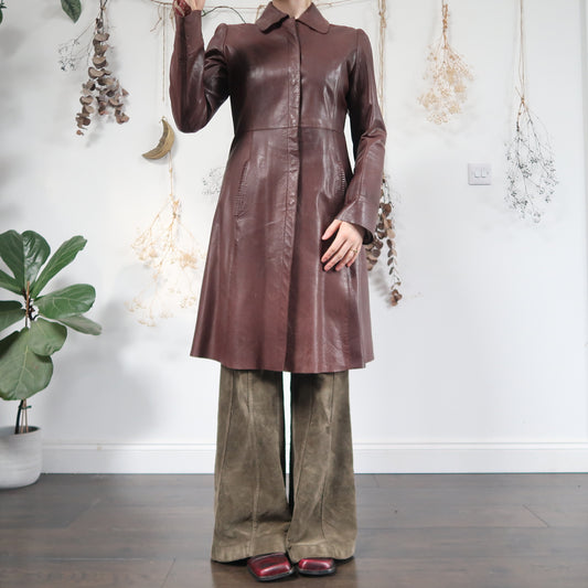 Brown leather jacket - size M