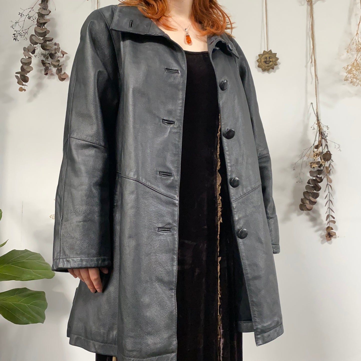 Black leather jacket - size XL