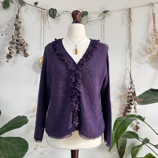 Purple knit cardigan top - size L