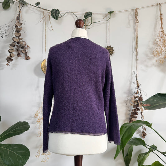 Purple knit cardigan top - size L
