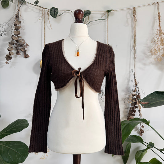 Brown knit bolero - size M/L