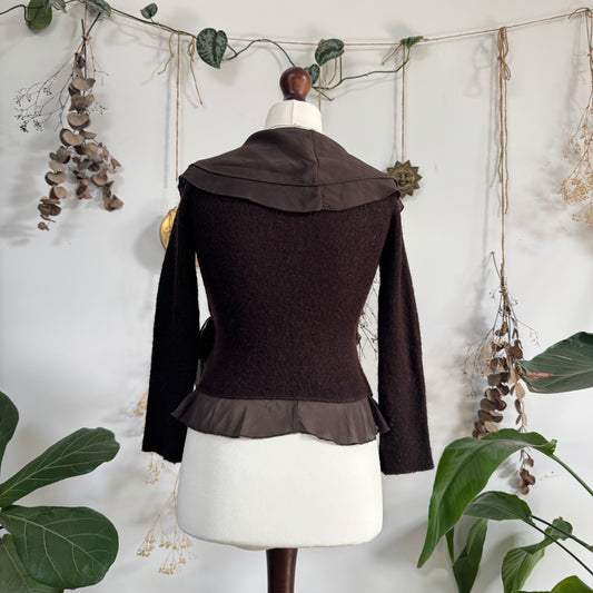 Brown knit wrap top - size M