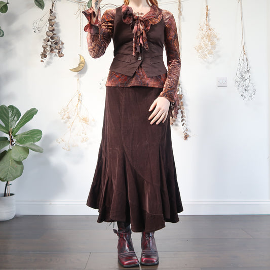 Brown cord skirt - size M