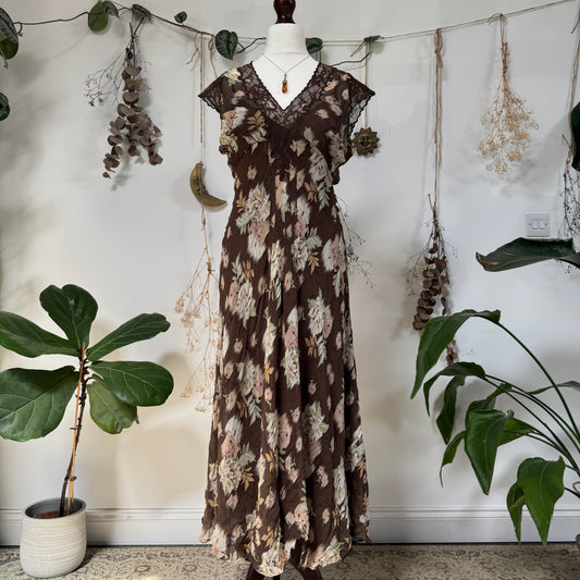 Brown floral dress - size L
