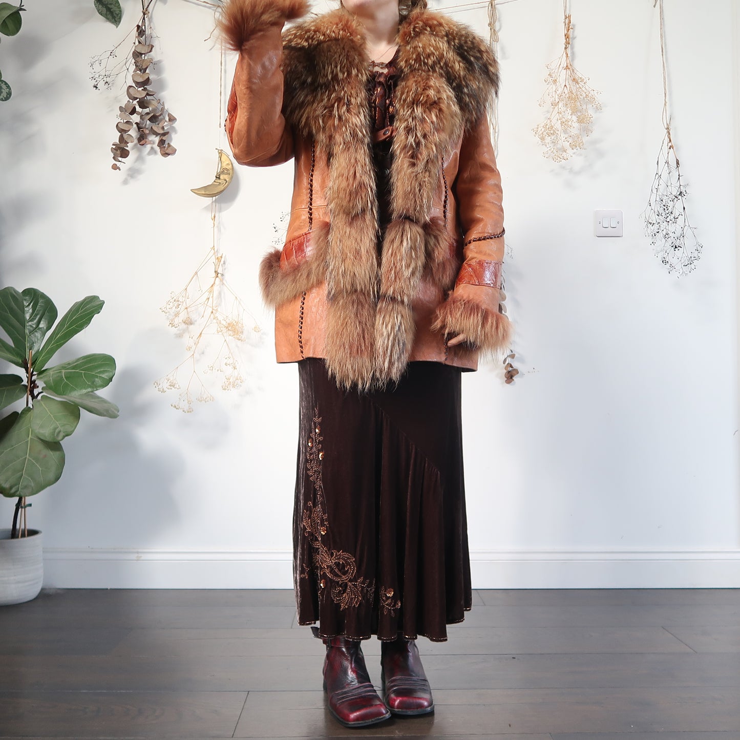 Fur trim coat - size M/L