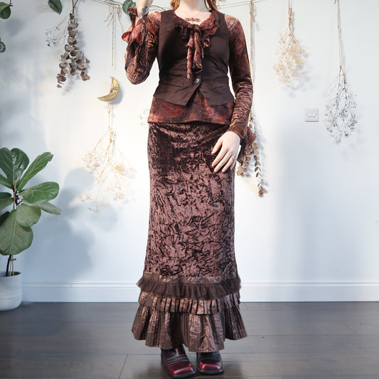 Brown velvet skirt - size M/L