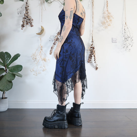 Blue black lace hem - size S/M
