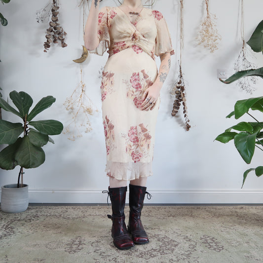 Silk floral dress - size S