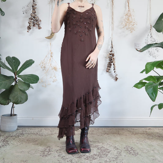 Brown silk dress - size L
