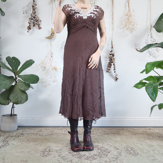 Brown silk dress - size M