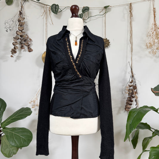 Black wrap blouse - size M
