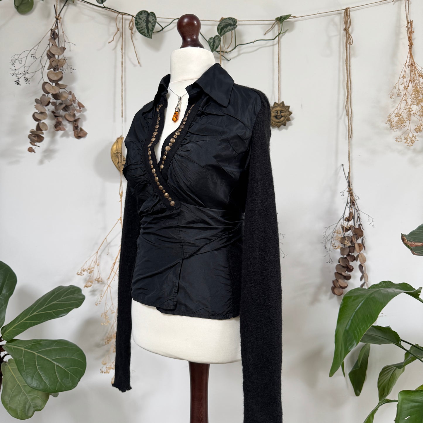 Black wrap blouse - size M