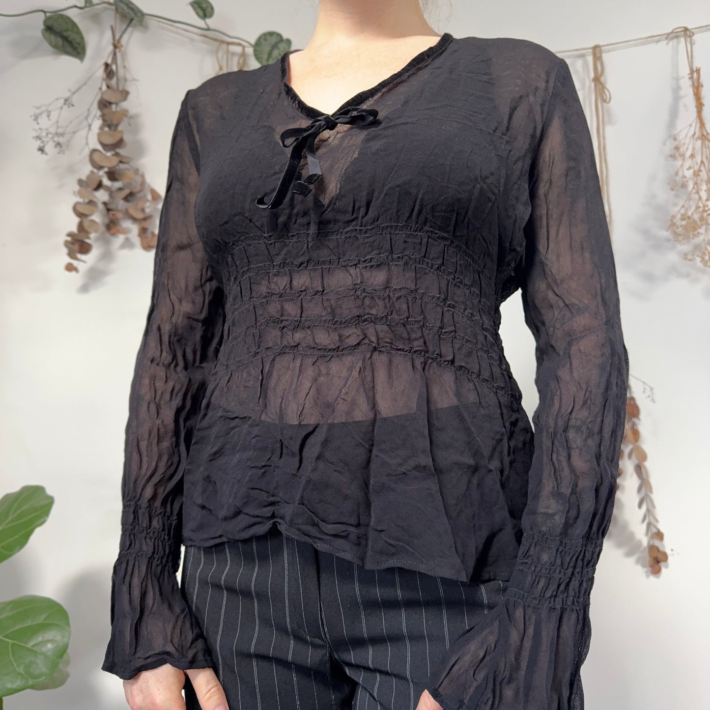 Sheer black blouse - size M