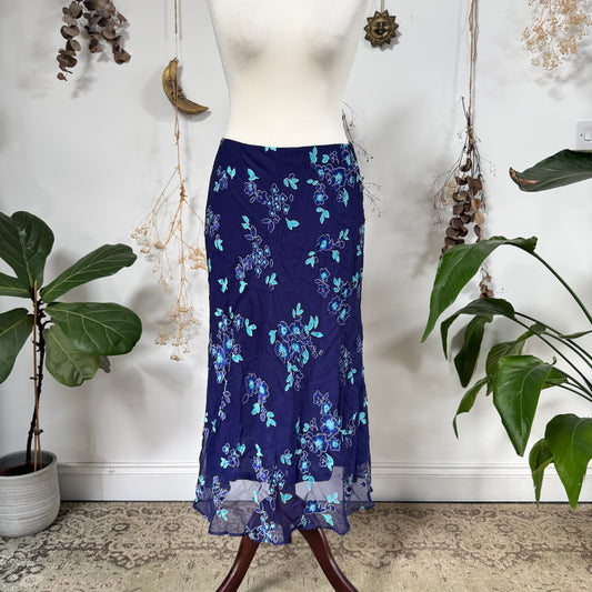 Blue floral skirt - size M