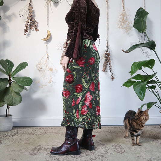 Floral velvet skirt - size XS/S