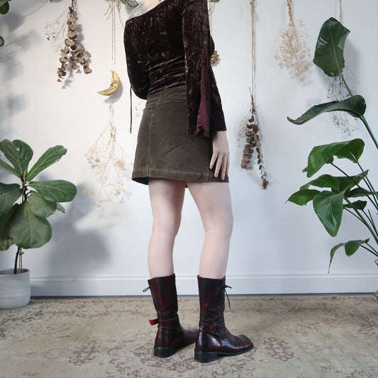 Khaki cord skirt - size S/M