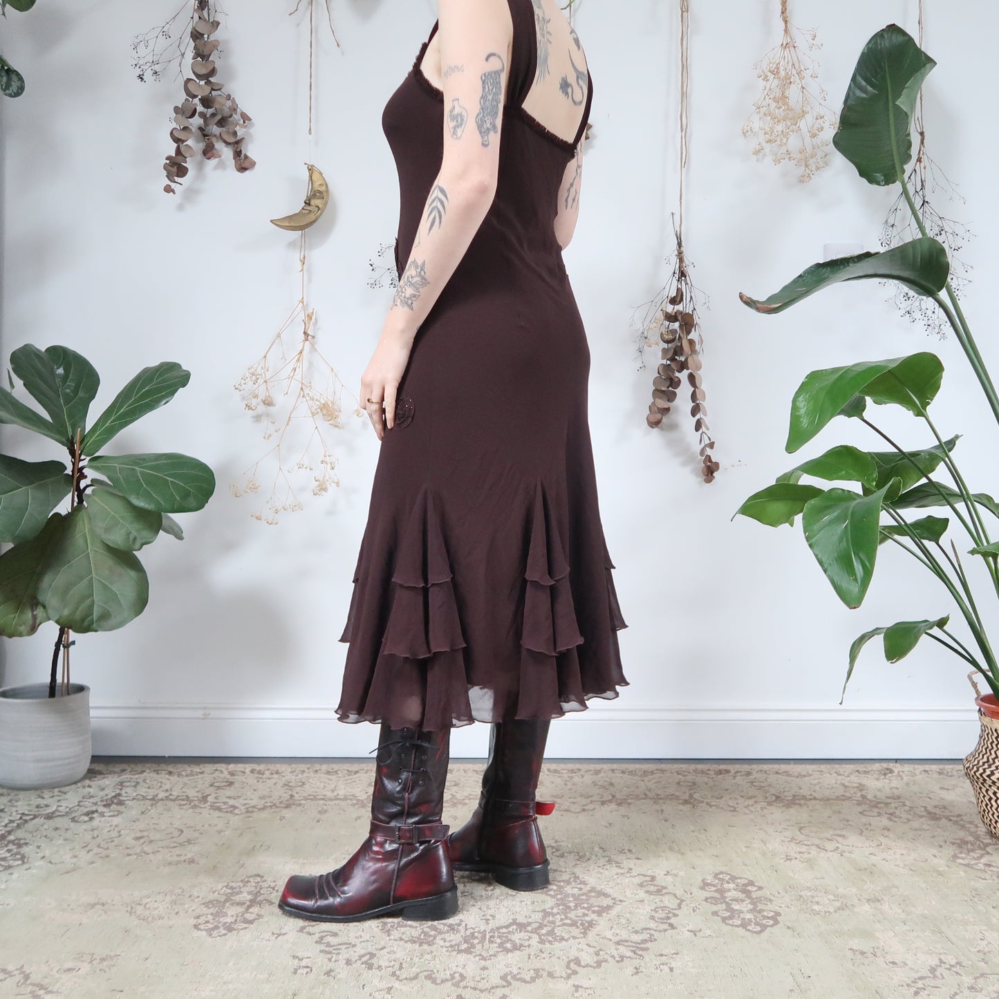 Brown beaded dress - size M