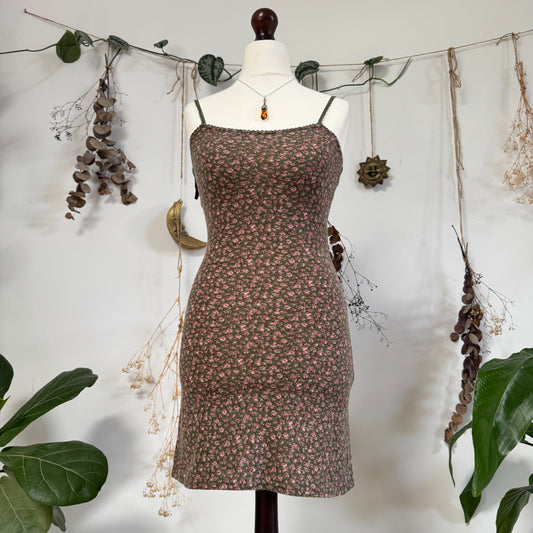 Khaki floral dress - size S