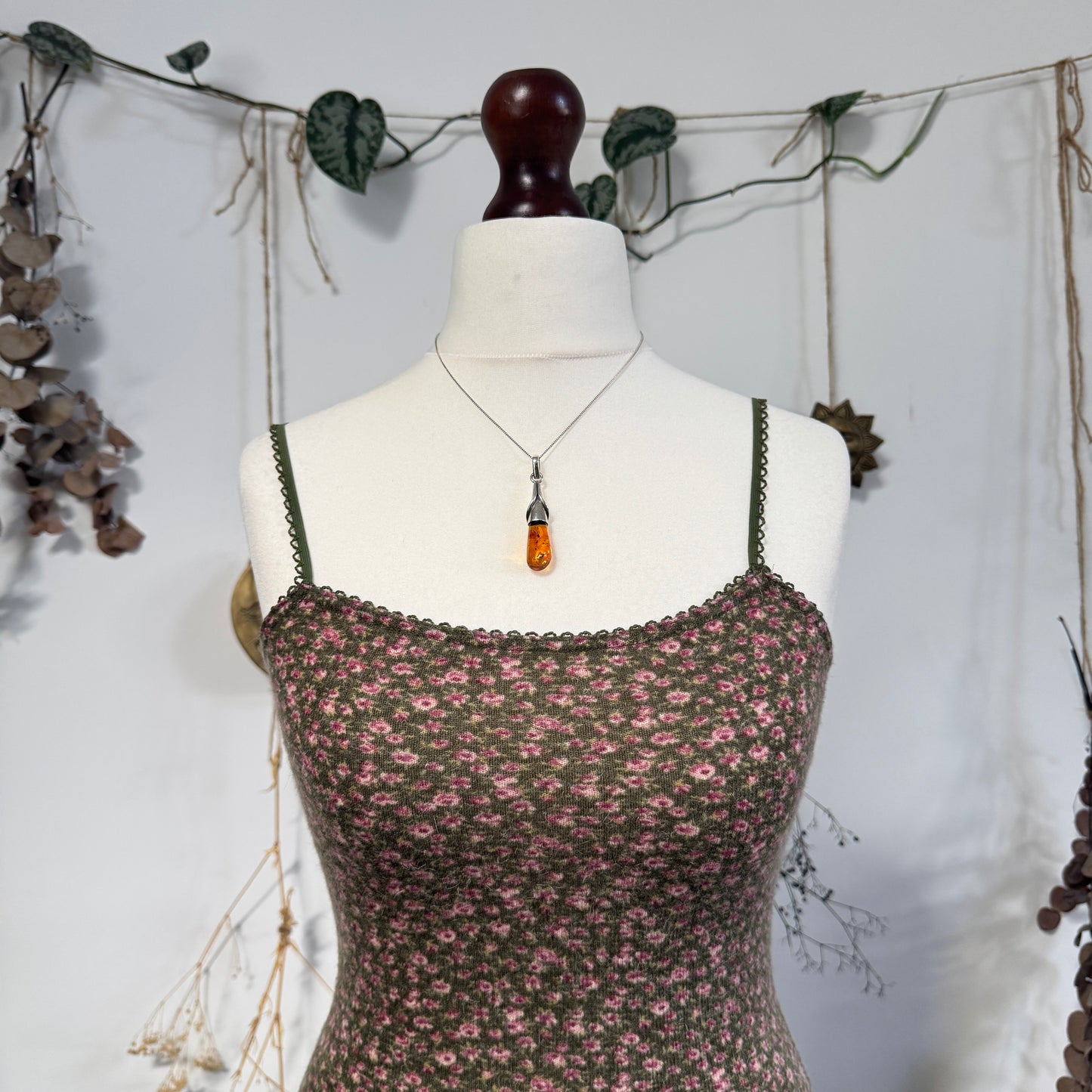 Khaki floral dress - size S