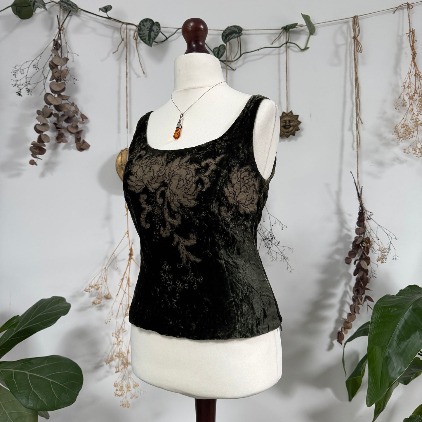 Green velvet top - size M