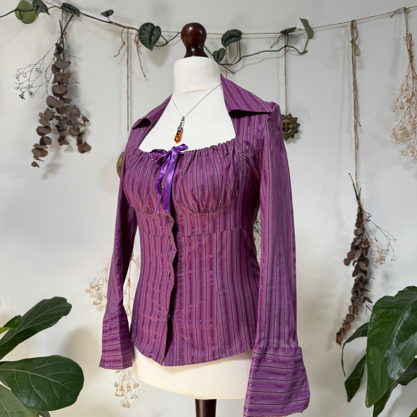 Purple striped shirt - size M