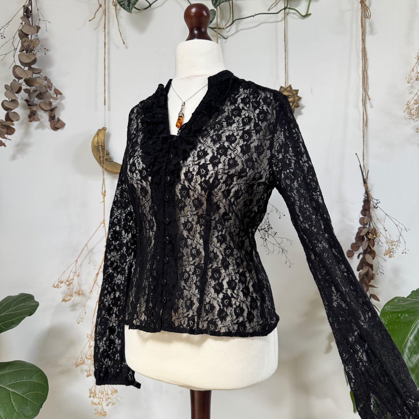 Black lace blouse - size L