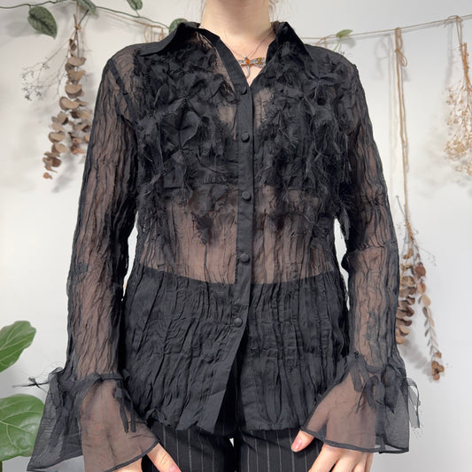 Black sheer shirt - size L