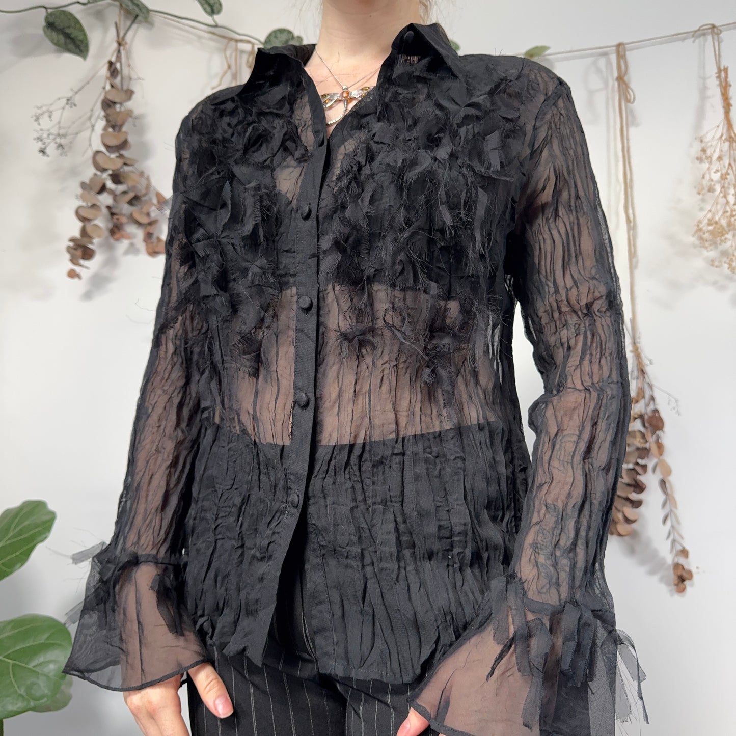 Black sheer shirt - size L