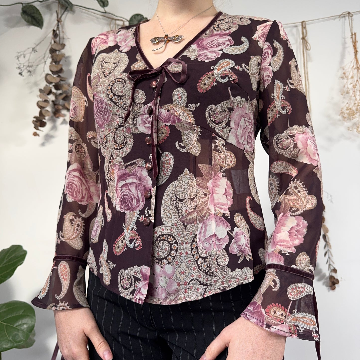 Purple paisley blouse - size M