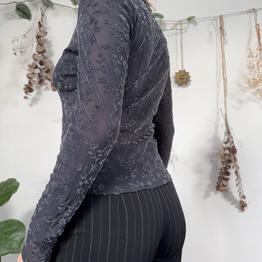 Grey mesh velvet top - size M/L