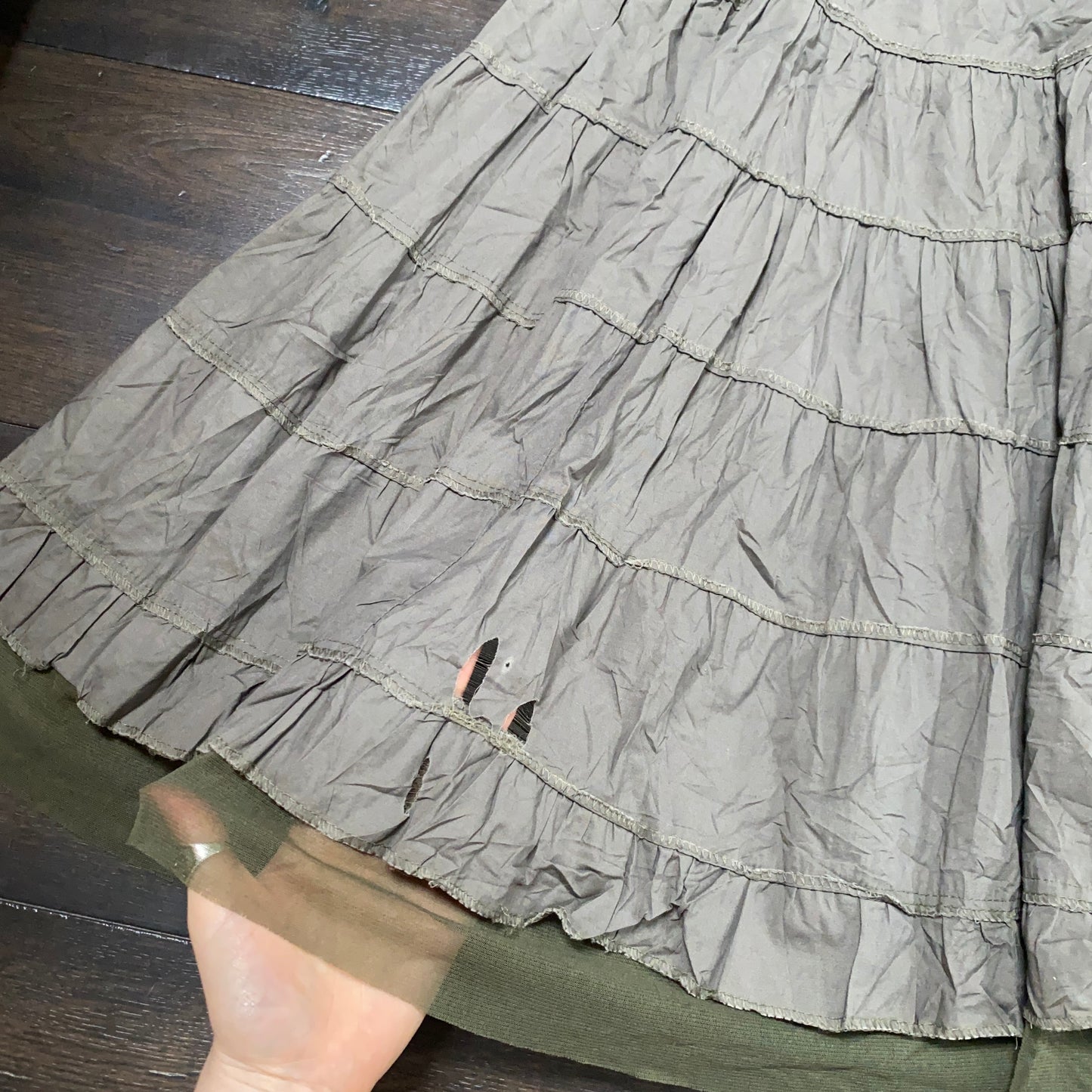 Khaki tiered skirt - size M