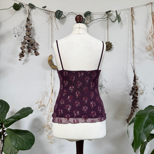 Purple floral mesh cami - size M