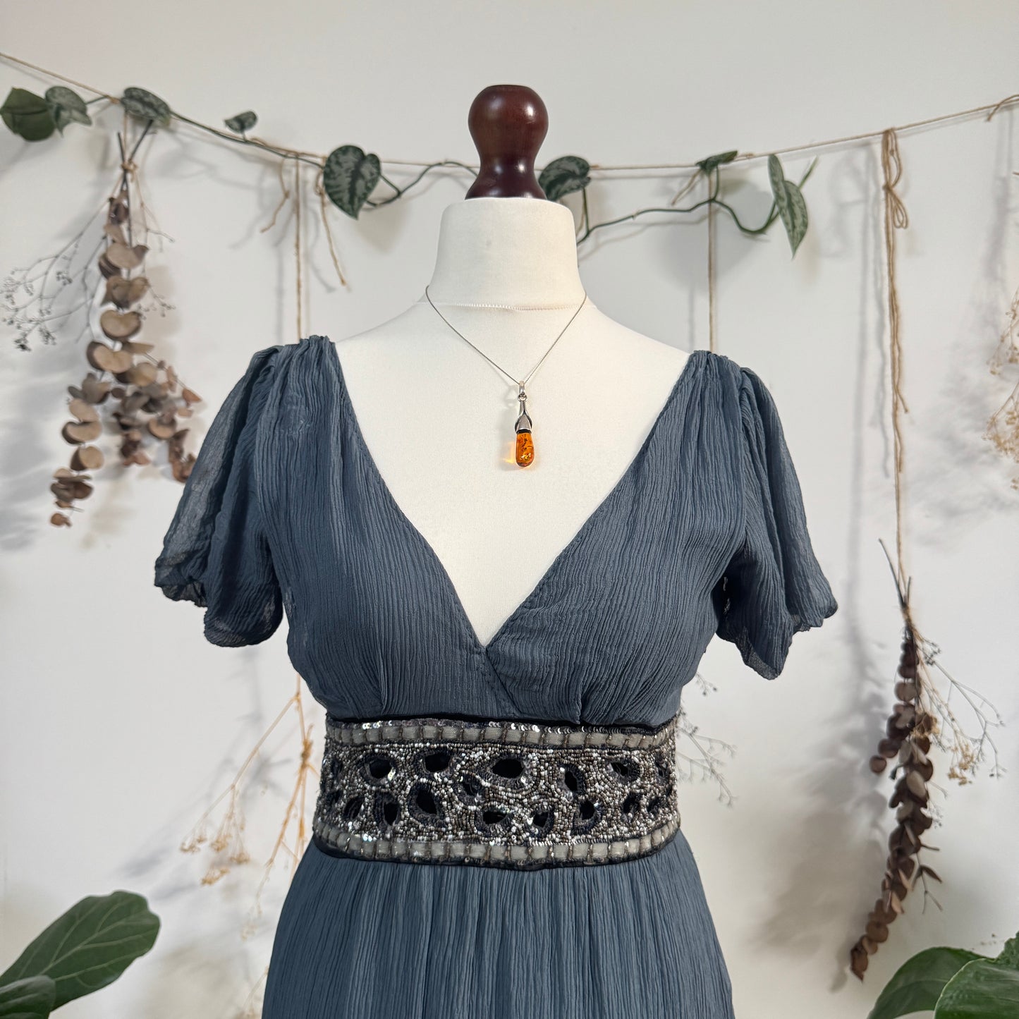Blue silk dress - size S