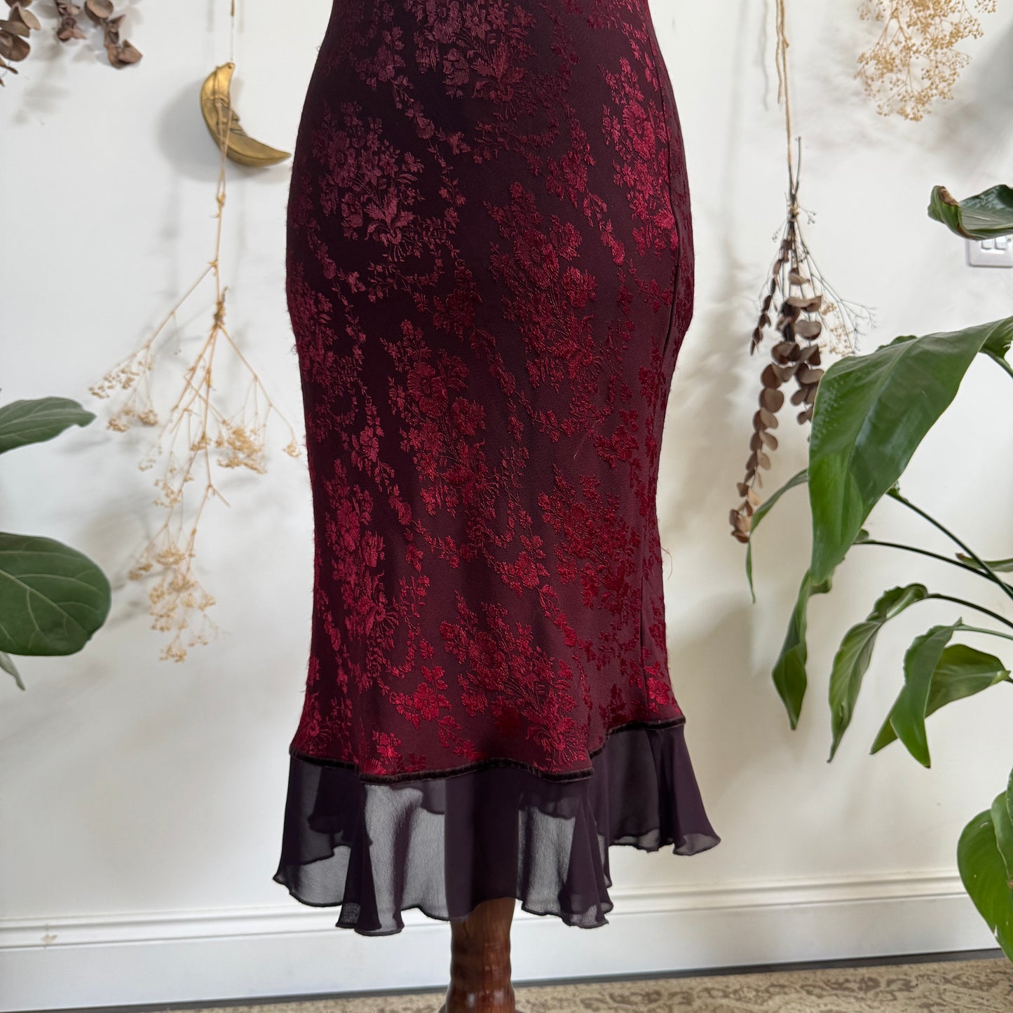 Wine red floral dress - size S/M