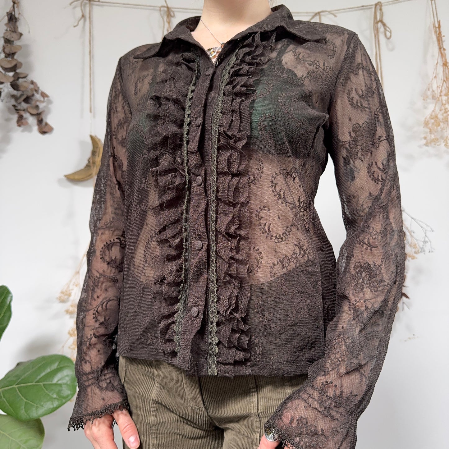Khaki mesh shirt - size M/L