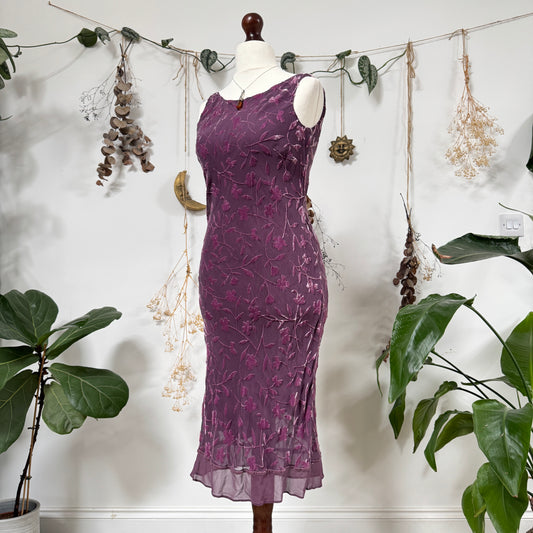 Purple velvet embossed dress - size M