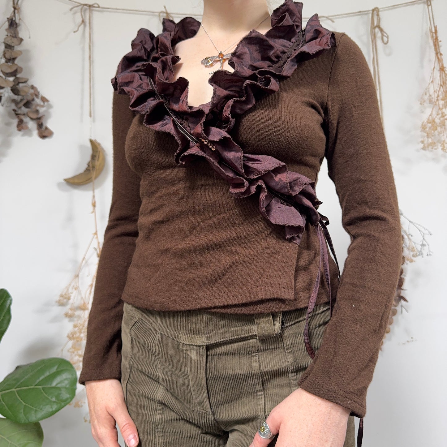Brown wrap top - size S/M