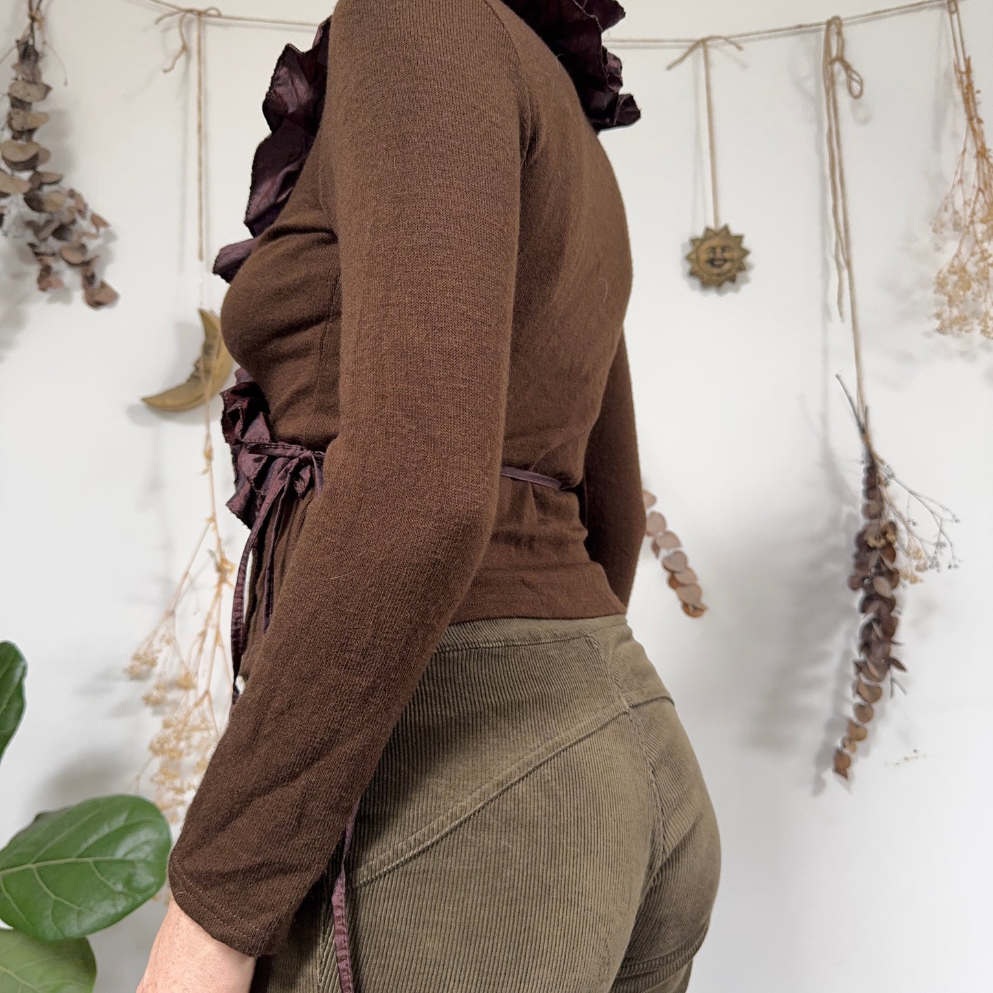 Brown wrap top - size S/M
