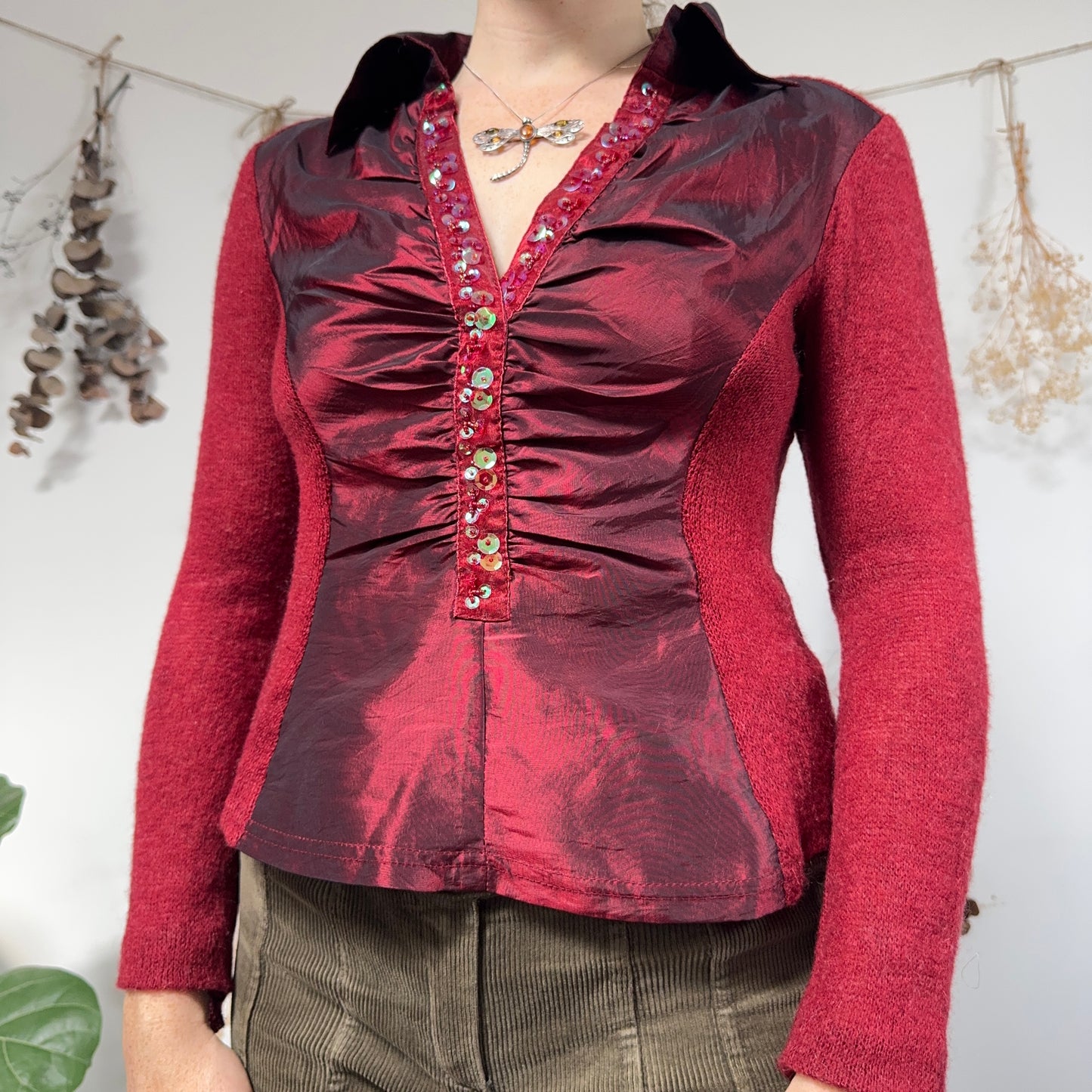 Red knit top - size M