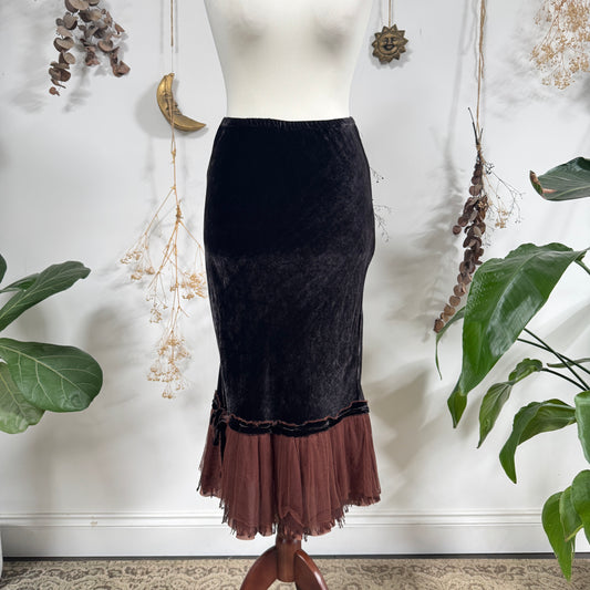 Brown velvet skirt - size S