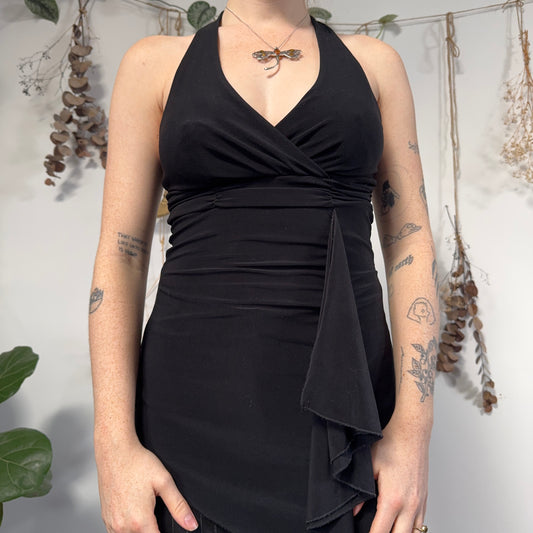 Black slinky halter top - size S/M